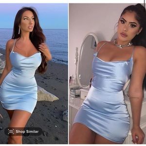 Baby Blue Satin Mini Dress